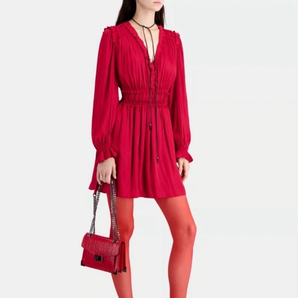 The Kooples smocked red dress- NWT size small